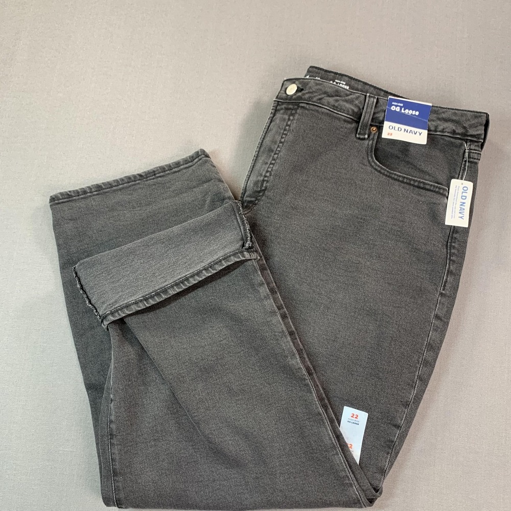New Old Navy Jeans Womens 22 BlackHigh Rise OG Loose Secret-Smooth Denim Stretch